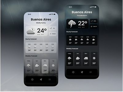 Weather App | UX/UI Design | 3D Metallic Icons