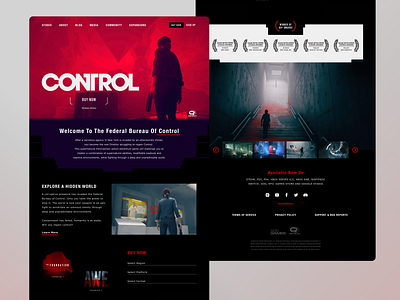 CONTROL | Website Redesign Concept action adventure branding control dark theme game game website landing page mac metaverse playstation red redesign steam ux video game web design website windows xbox