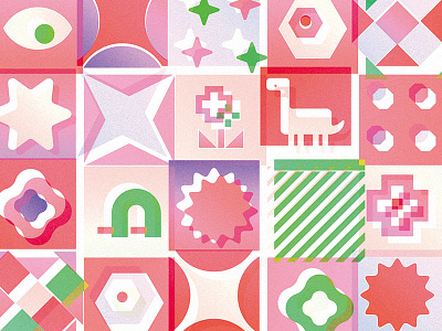 B Pink dinosaur geometry pink