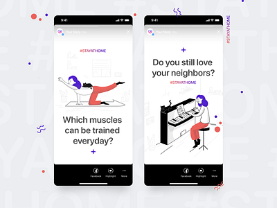 Instagram Stories Template for Profile "Stay at Home" concept concept design creative market figma figmadesign illustration instagram instagram stories instagram template ios marketing profile template builder
