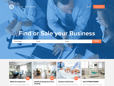 Landing Page "Business for Sale" homepage landing page mainpage sites web