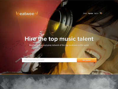 Landing for "Beatweed" design desktop interaction ui ux web