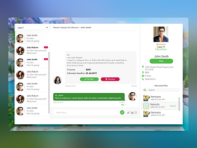 Chat Page call chat dashboard lawyer messages people profile progress ui users