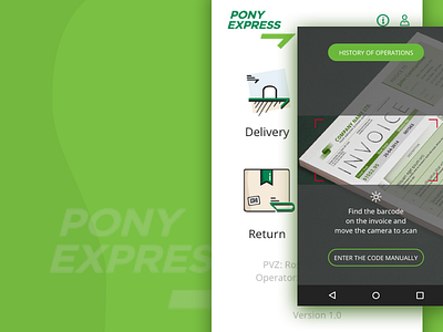 Home Screen and Operation Screen for Pony Express