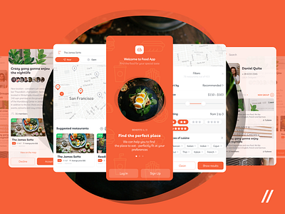 Food App UI/UX app design elements food interface ios mobile onboarding product profile ui ux
