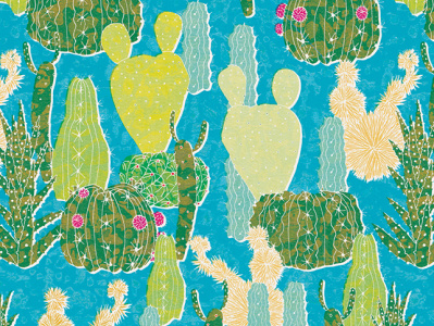 Cacti Blue illustration
