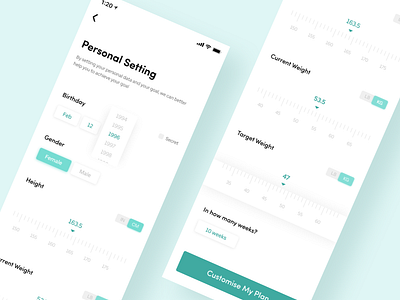 Fitness app personal setting - Daily ui 007