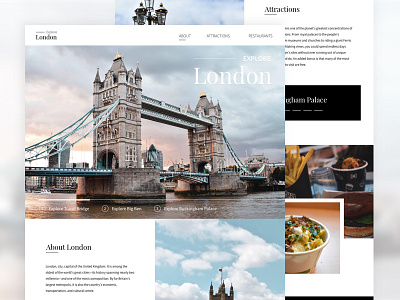 Explore London - Landing Page Concept concept flat landing page london photography travel typography ui ui design ux web