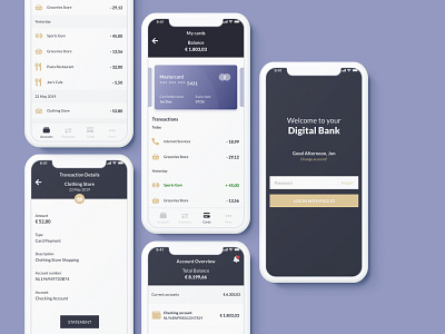 Digital Bank App app bank concept flat minimal ui ui design ux visual