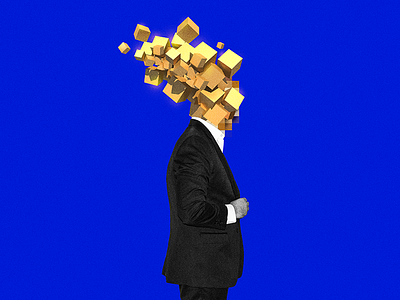 Mind Blown cube cubes gold man mind photoshop render suit