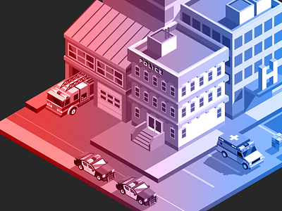Public Safety ambulance buildings fire fire department isometric law enforcement police