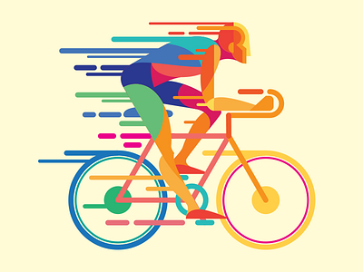 Cyclist bicycle bicyclist color movement sports vector