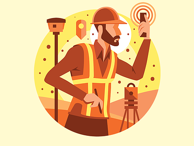 The Field Worker field day gis illustration industry man mapping mobile people worker