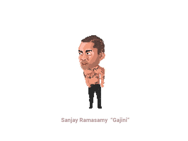 Sanjay ramasamy pixel art "Surya" animated collection gajini illustration pixel pixelart surya