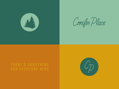 Conifer Place Apartments - Branding, Identity, & Website apartment logo apartment website branding branding refresh color palette corvallis custom lettering digital lettering handillustrated logo handlettering logo logo design logo identity oregon outdoors pnw portland property management seattle design agency website design