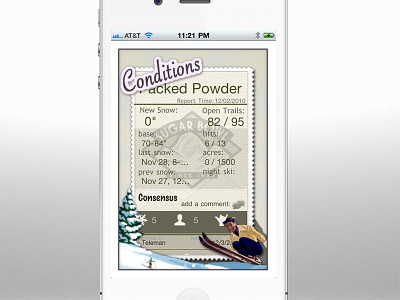 Snowreport Conditions conditions iphone light postcard ski conditions snow vintage weather white