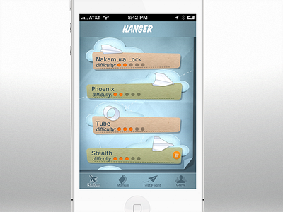 The Paper Airplane Guy Main Menu iphone iphone menu iphone tableview menu navbar paper skeuomorphic texture uitableview