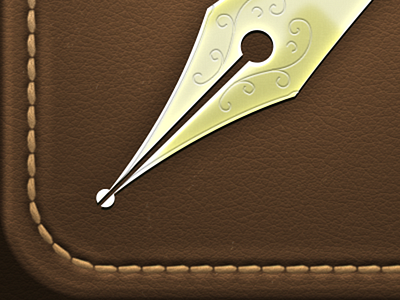 Legal Ease Icon CloseUp app icon bound brass close up fountain pen gold iphone iphone icon law leather leather bound legal metal pen reflection stitching texture