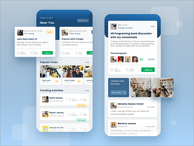 Stuther App - Coworking App activity app appointment blue casestudy club colorful covid 19 coworking design friend media mobile simple social story ui ux work working