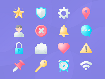 Miscellaneous Icons app colorful gradient icon iconography illustration miscellaneous mobile rounded vector