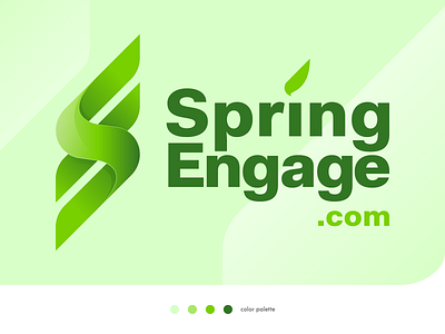 Spring Engage Logo app brand identity branding design gradient green logo logodesign logotype typography vector web website