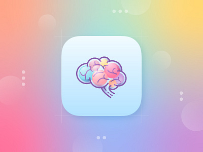 Happy Brain App Icon app brain colorful design flat gradient happy icon illustration management mobile task vector