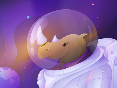 Sudan - The last known male northern white rhino. animal astronaut christmas colorful design illustration new year rhino space sudan ui ux vector