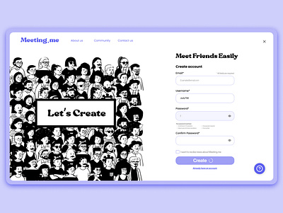 Meeting.me Sing Up | Web Design app branding design graphic design illustration logo typography ui ux