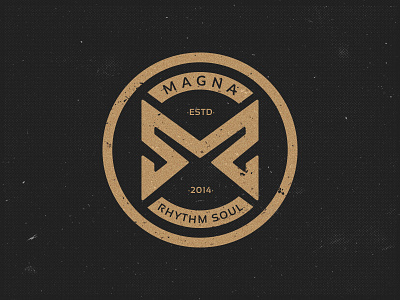 Magna Rhythm Soul badge brand identity letter logo logotype music production retro symbol type vintage