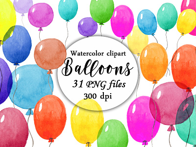 Watercolor Balloons Clipart PNG Circles