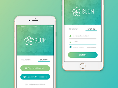 Blum Login Screen app flower gradient iphone login ui ux