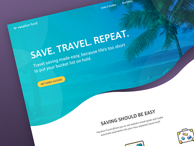 Vacation Fund - Landing Page app gradient landing page travel ui ux