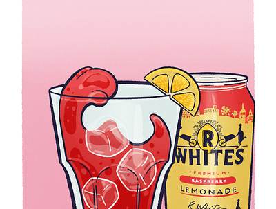 R Whites Raspberry Lemonade branding design graphic design illustration logo typography