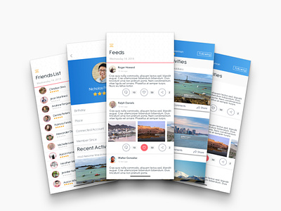 Daily UI #003 - Social Feed App comment community feeds friends list holiday like profile share social app user vacation