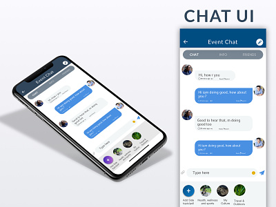 Daily UI #007 -Chat UI animation chat app design event app friends gathering message app user experience ux