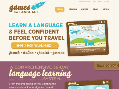 Games for Language Web illustrator layout website