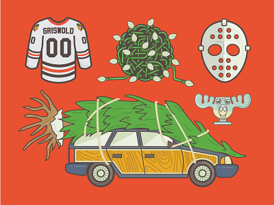 Christmas Vacation Set christmas griswold hockey jersey lights mask moose tree vacation wagon
