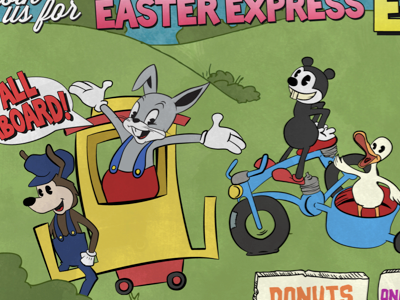 Easter Express bright cartoon drawn hand illustration illustrator kids photoshop