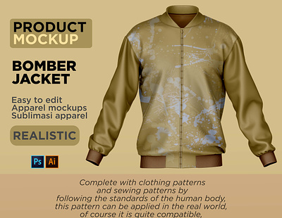 Bomber Jacket Mockup 3d rendering apparel bomber jacket mockup graphic design mockup packaging psd realistic sublimasi t shirt mockup