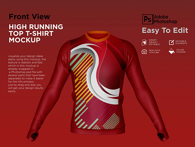 High running top T-shirt Mockup apparel high running top t shirt mockup mockup mockup realistic packaging product development product mockup realistic mockup sublimasi t shirt mockup