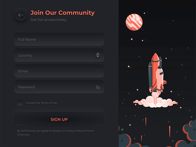 Sign Up Form - Neumorphism adobexd animation design form galaxy illustration interaction moon motion neumorphism night rocket sign up space uiux web