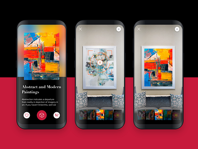AR based Art Gallery Frame App adobe xd animation art art gallery augmented reality carousel design high fidelity home interior mobile mobile app painting scan screen