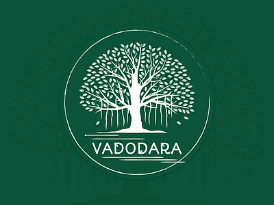 Vadodara banyan tree creative design green gujrat hometown sticker vector warm up