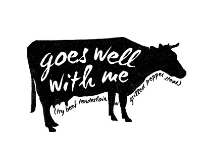 Wine label Galilee Cow cows illustration steak wine