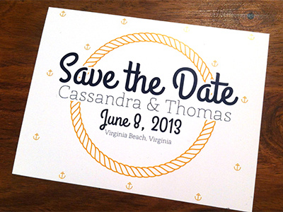 Nautical-Inspired Save the Date anchor design gold layout nautical navy rope save the date type wedding
