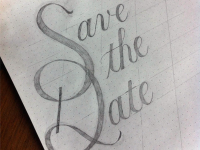 Save the date copperplate hand drawn in progress lettering type typography