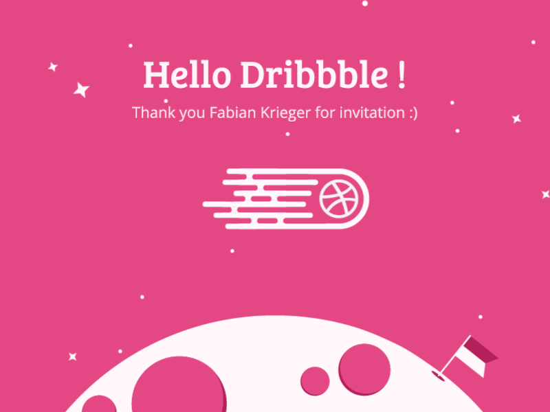 Hello Dribbble ! comet dalyk first shot flag flat hello dribbble moon new pink space star ukraine