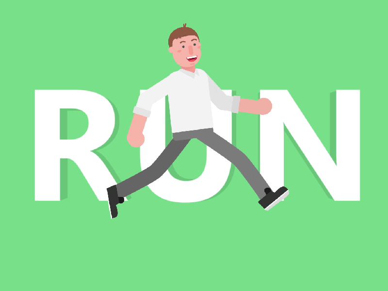 RUN 2d after effects animation character character animation character design flat gif mograph motion graphics run cycle running walkcycle
