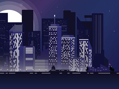 City animation city cityscape design graphic illustrator motion graphics night sky stars