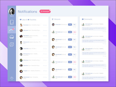 UI - Smoothie App Project - Notifications 🍭🔥 adobexd app design ios messages notification purple social ui user ux